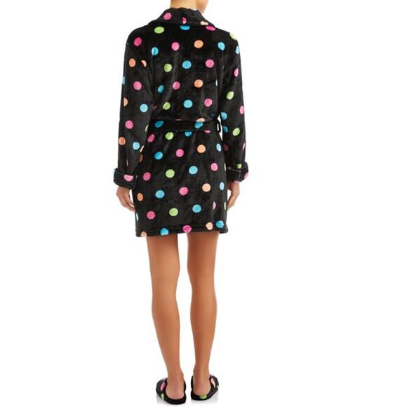 Body Candy Fun Polka Dot Luxe Plush Soft Sleepwear Robe Multicolor Size Large - Picture 2 of 6